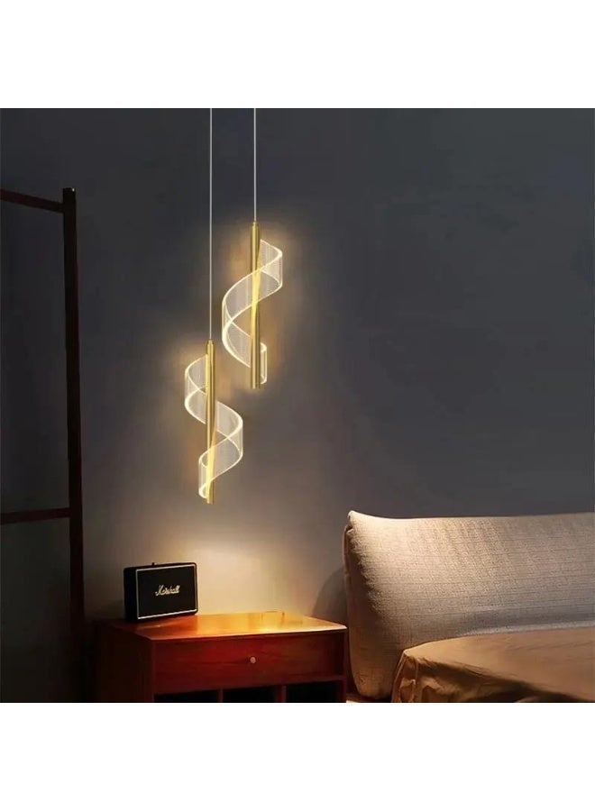Acrylic pendant lamp for bedroom bedside, simple modern LED lamp, indoor chandelier, ceiling pendant lights for dining room, living room, hallway and kitchen (gold) - Image 1